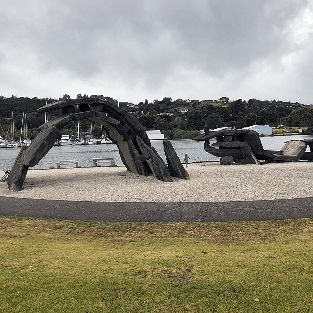The Waka & Wave Sculpture on the Hatea Loop in Whangarei