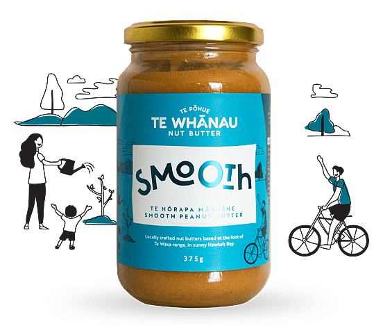 Smooth peanut butter, New Zealand made and locally produced in small batch Hawkes Bay