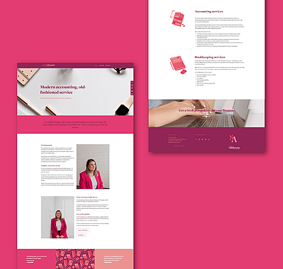 Web design for Sophisticated Accounting, showcasing a sleek layout with service details, professional imagery, and client-focused sections to highlight comprehensive accounting and bookkeeping services