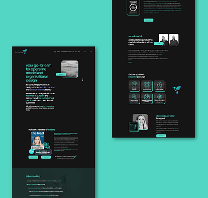 Mockup of the JHA website highlighting a modern design with dark themes and teal accents, laid out on a matching teal background.