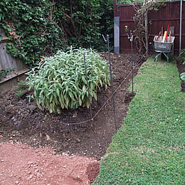 Footings excavated for retainer wall.