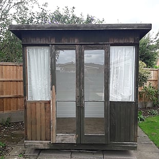 Image shows summer house in location at another property in 2018 prior to disassembly and moving. 