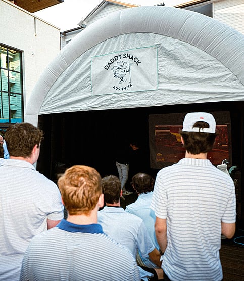 Fraternity using mobile golf simulator
