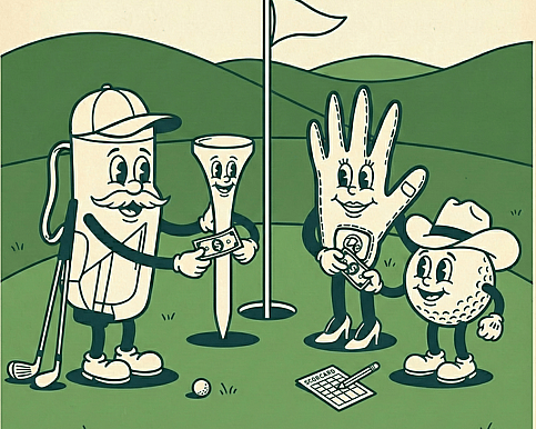 Illustration of characters participating in a skins game