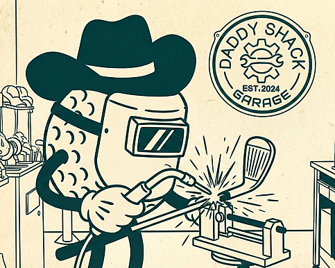 Illustration of golf character repairing a golf club