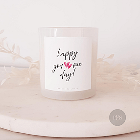 White candle with message