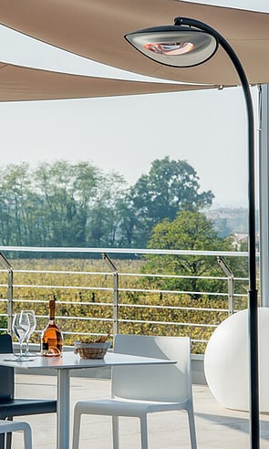 As winter approaches outdoor restaurants keep diners warm with these stylish, freestanding patio heaters.