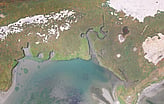 Aerial photograph of a coast line