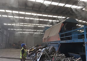 Misting system at waste and recycling plant as odour control and neutralisation