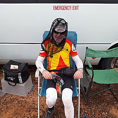 Relaxing behind fly-net