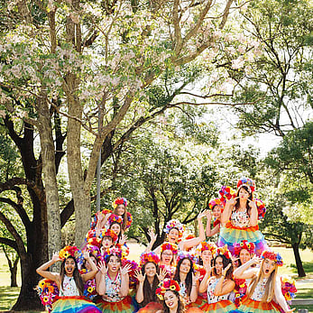 Rainbow Fairies Gathered by a Tree