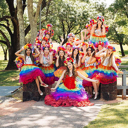 Rainbow Fairies Gathered by a Tree