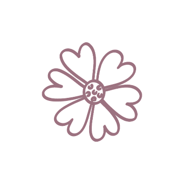 Pink flower with 6 love heart petals