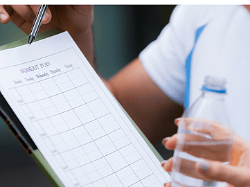 Health professional creating a personalised care plan for a client