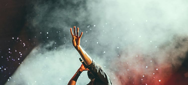 Singer holding microphone