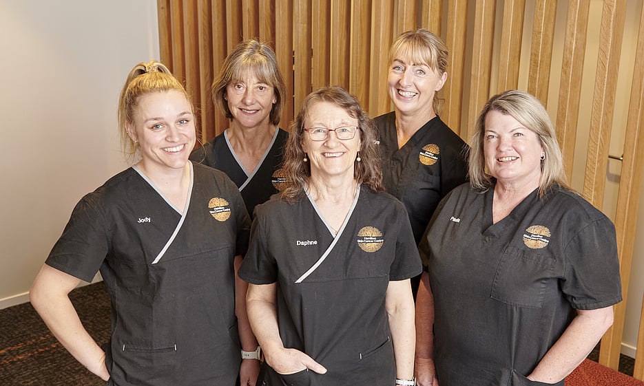 Jody, Sue, Daphne, Kathryn and Paula at Hamilton Skin Cancer Centre