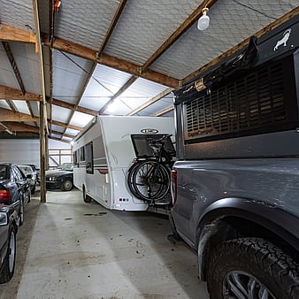 Ford Raptor and caravan stored at PB Group