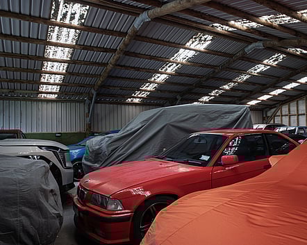 BMW stored in PB Group indoor car storage