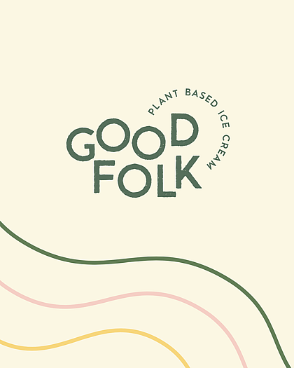 Pastel colourful illustrated design - Plant based ice cream logo