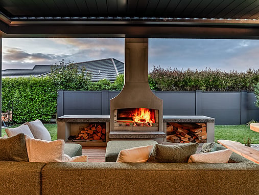 St Kilda outdoor fire place and couch