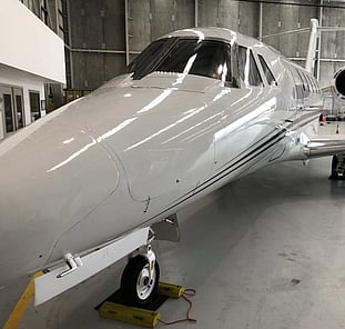 Aircraft in hangar ready for detailing