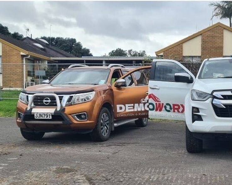 Demoworx utes lined up at the yard