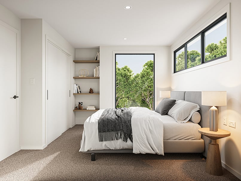 Bedroom image of Highgate Ridge townhouse in Maori Hill by MJW Homes. Dunedin, Otago NZ