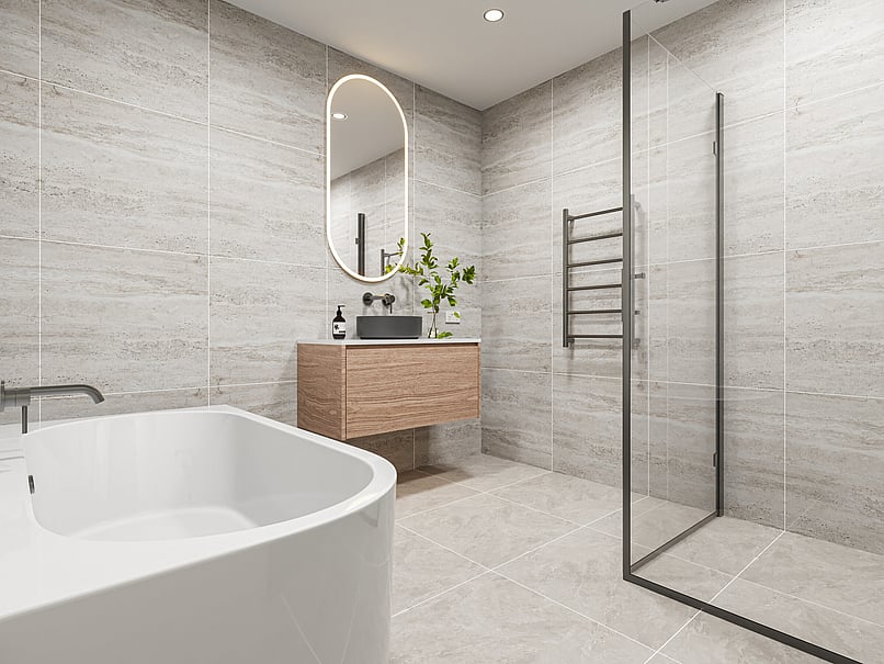 Bathroom image of Highgate Ridge townhouse in Maori Hill by MJW Homes. Dunedin, Otago NZ