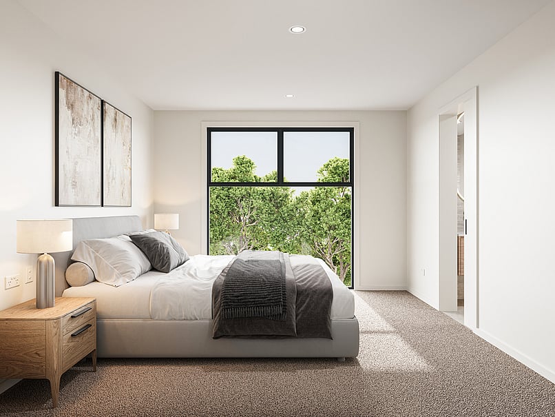 Bedroom image of Highgate Ridge townhouse in Maori Hill by MJW Homes. Dunedin, Otago NZ