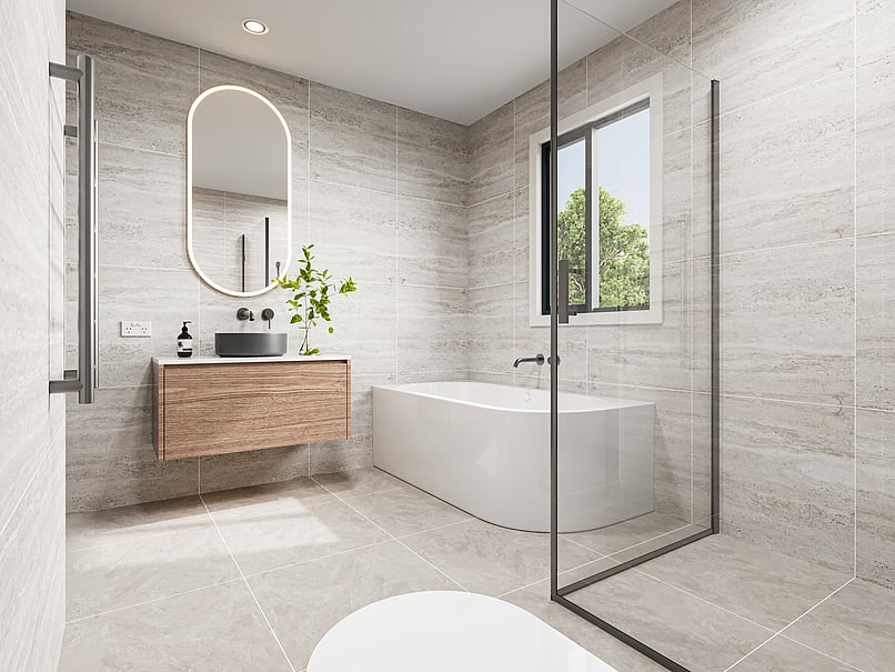 Bathroom image of Highgate Ridge townhouse in Maori Hill by MJW Homes. Dunedin, Otago NZ