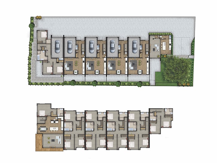 Site plan of Highgate Ridge townhouse in Maori Hill by MJW Homes. Dunedin, Otago NZ