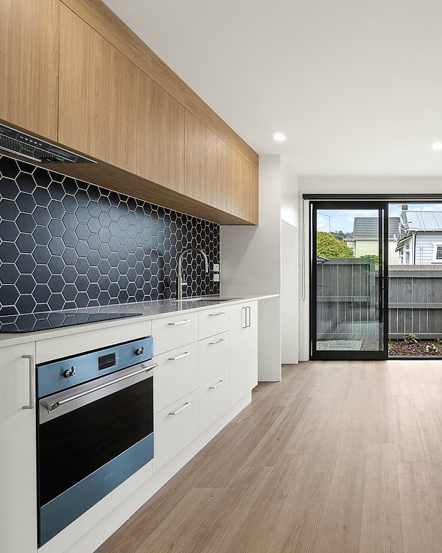 Image of 2D rendered floor plan of South Station townhouse development by MJW Homes. Dunedin, Otago. NZ