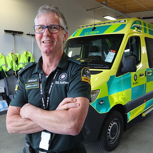 A new ambulance for Te Puke St John funded by Trinity Lands