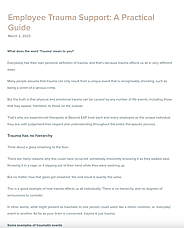 Employee Trauma Support: A Practical Guide