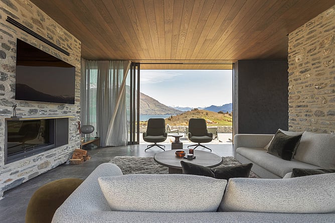 Control4 smart home interface controlling lighting and audio in Queenstown home