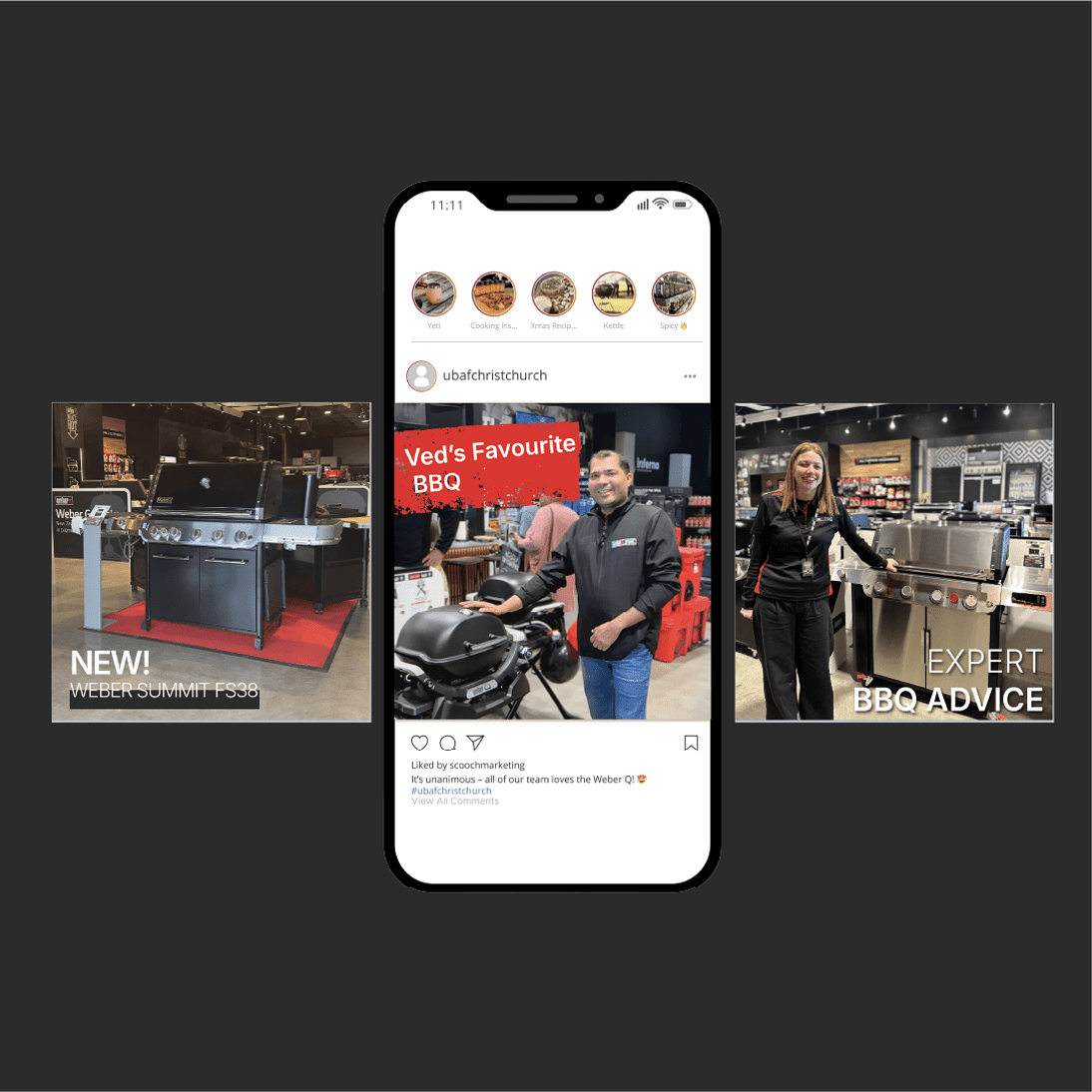 Ultimate BBQs and Fireplaces Instagram feed managed by Scooch Marketing Canterbury &mdash; social media management and content creation for Weber Christchurch