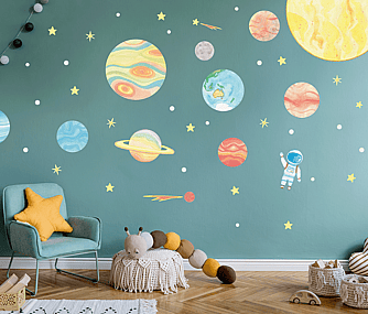 Removable space wall decal stickers