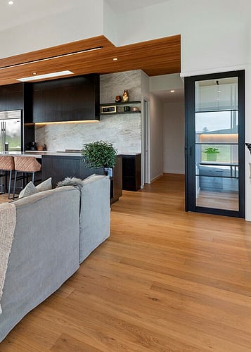 Oak wood flooring in a modern home.