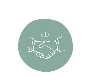 Handshake icon to start Public Relations text for Belle PR