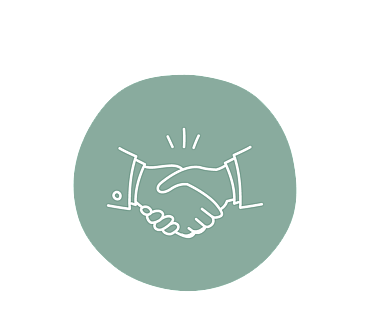 Handshake icon to start Public Relations text for Belle PR