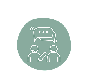 People talking icon to start Stakeholder Engagement text for Belle PR