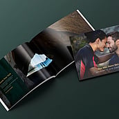 Brand collateral shown across business cards