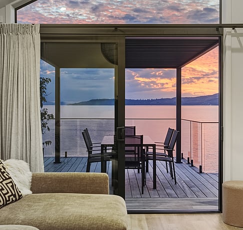 Large upper terrace deck at Roam Taupo