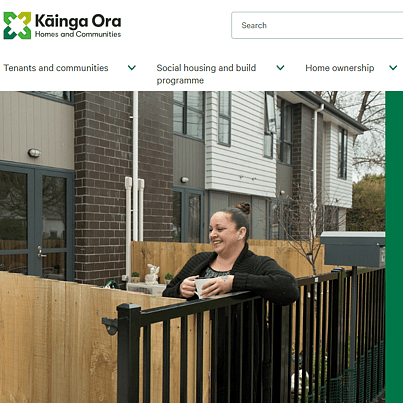 Kāinga Ora website screenshot