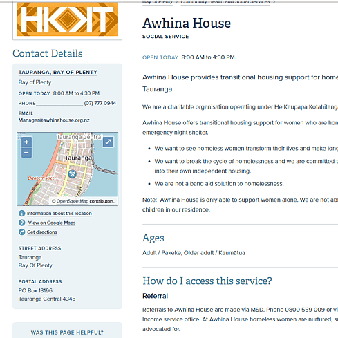 Awhina House Website Screenshot