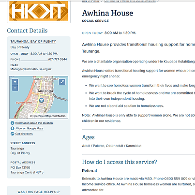 Awhina House Website Screenshot