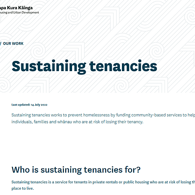 Sustaining Tenancies Website Screenshot