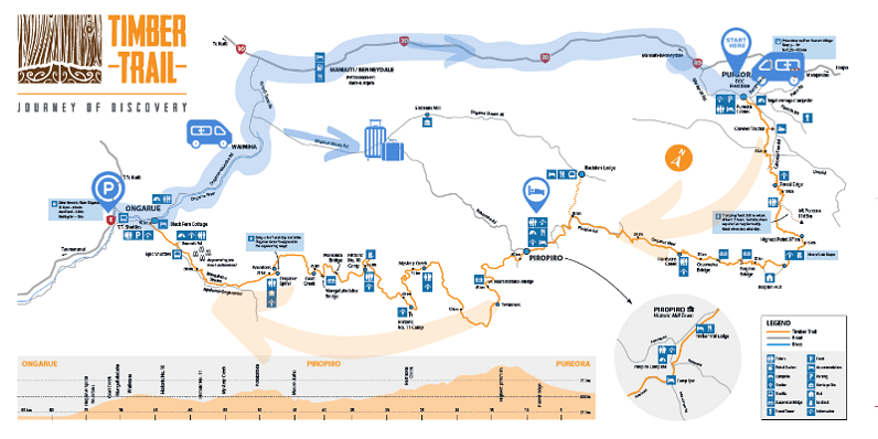 Timber Trail Map | Pureora New Zealand