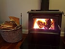 Wood burning fireplace at Villa Rosa