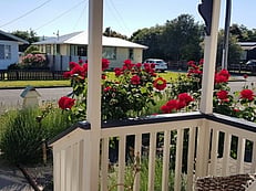 Garden view from front door of Villa Rosa